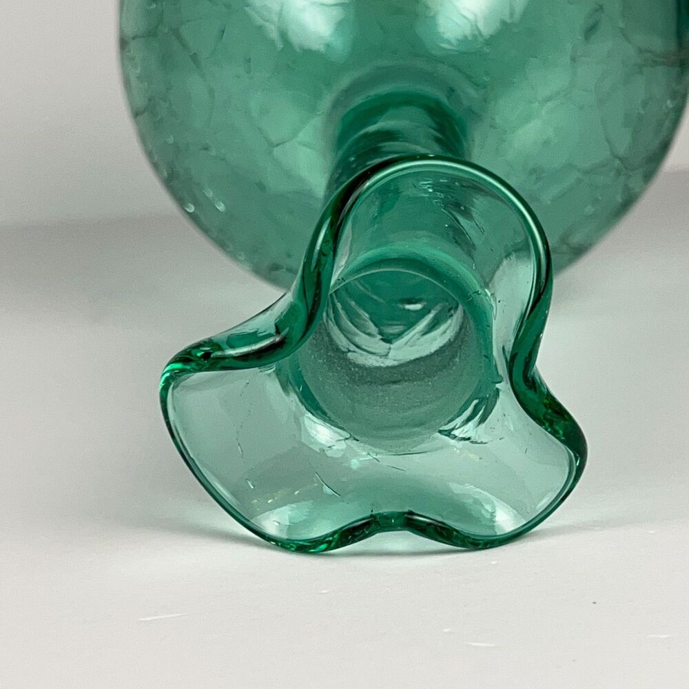 Vintage Blenko #37 Sea Green Crackle Glass Decanter Round Base Rough Pontil MCM - Picture 2 of 11